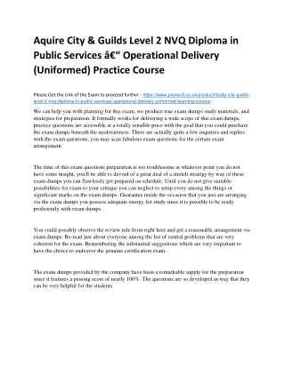 Aquire City & Guilds Level 2 NVQ Diploma in Public Services â€“ Operational Deli