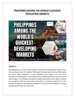 PHILIPPINES AMONG THE WORLD'S QUICKEST-DEVELOPING MARKETS