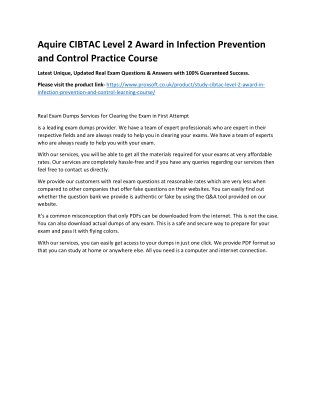 Aquire CIBTAC Level 2 Award in Infection Prevention and Control Practice Course