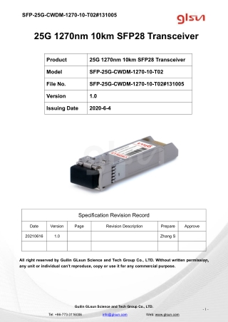 25G 1270nm 10km SFP28 Transceiver