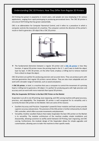 Understanding CNC 3D Printers: How They Differ from Regular 3D Printers