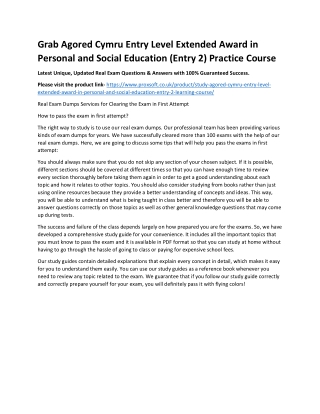 Grab Agored Cymru Entry Level Extended Award in Personal and Social Education (E