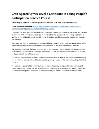 Grab Agored Cymru Level 2 Certificate in Young People's Participation Practice C