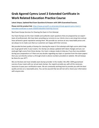 Grab Agored Cymru Level 2 Extended Certificate in Work Related Education Practic