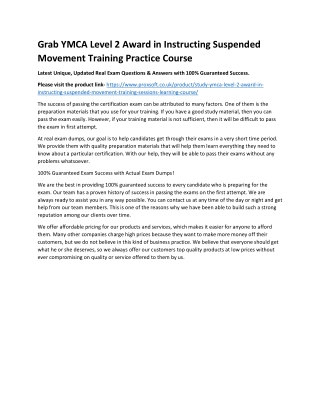 Grab YMCA Level 2 Award in Instructing Suspended Movement Training Practice Cour