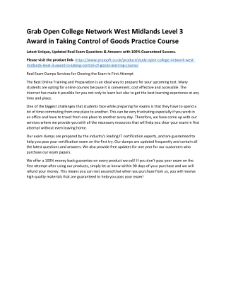 Grab Open College Network West Midlands Level 3 Award in Taking Control of Goods