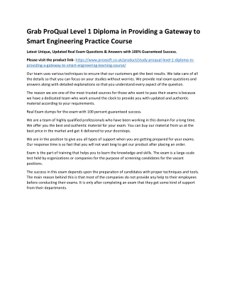 Grab ProQual Level 1 Diploma in Providing a Gateway to Smart Engineering Practic