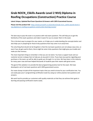 Grab NOCN_CSkills Awards Level 2 NVQ Diploma in Roofing Occupations (Constructio