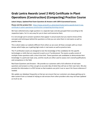 Grab Lantra Awards Level 2 NVQ Certificate in Plant Operations (Construction) (C