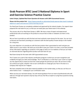 Grab Pearson BTEC Level 3 National Diploma in Sport and Exercise Science Practic