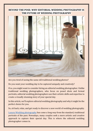 WHY EDITORIAL WEDDING PHOTOGRAPHY IS THE FUTURE OF WEDDING PHOTOGRAPHY