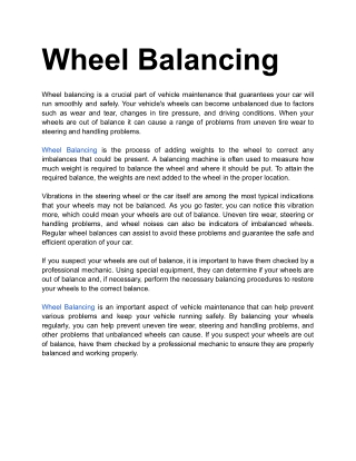 Wheel Balancing