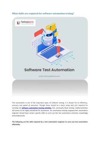 What skills are required for software automation testing
