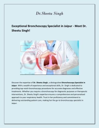 Exceptional Bronchoscopy Specialist in Jaipur - Meet Dr. Sheetu Singh!