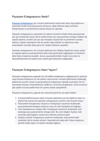 Dopigo Pazaryeri Entegrasyonu