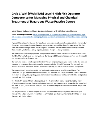 Grab CIWM (WAMITAB) Level 4 High Risk Operator Competence for Managing Physical