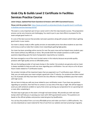 Grab City & Guilds Level 2 Certificate In Facilities Services Practice Course