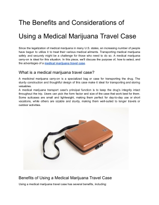 The Benefits and Considerations of Using a Medical Marijuana Travel Case