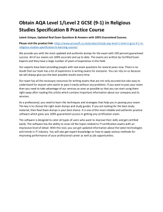 Obtain AQA Level 1/Level 2 GCSE (9-1) in Religious Studies Specification B Pract