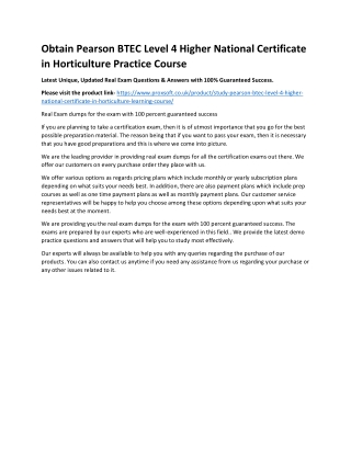 Obtain Pearson BTEC Level 4 Higher National Certificate in Horticulture Practice