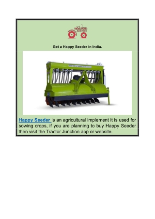 Get a Happy Seeder in India.