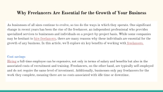Why Freelancers Are Essential for the Growth of Your Business