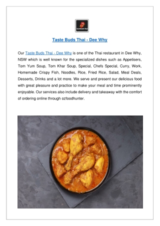 Get 35% offer order now - Taste Buds Thai Dee Why