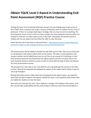 Obtain TQUK Level 3 Award in Understanding End-Point Assessment (RQF) Practice C