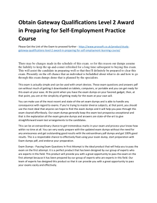 Obtain Gateway Qualifications Level 2 Award in Preparing for Self-Employment Pra