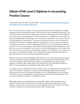 Obtain ATHE Level 3 Diploma in Accounting Practice Course