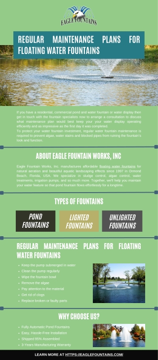 Regular Maintenance Plans for Floating Water Fountains