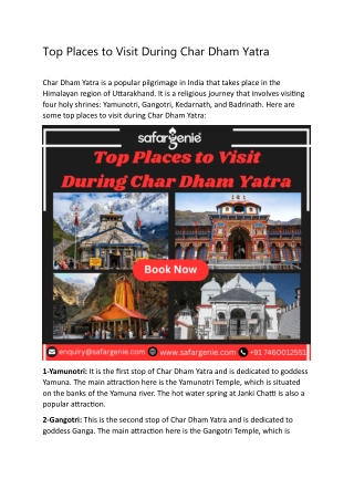 Top Places to Visit During Char Dham Yatra