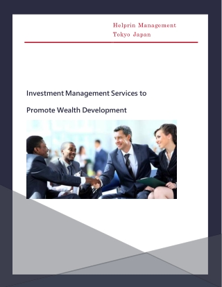 Investment Management Services to Promote Wealth Development