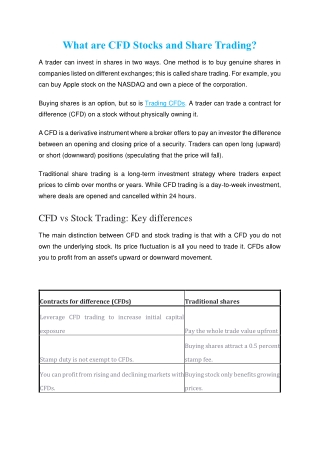 CFD vs stock - Inveslo