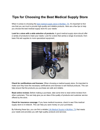 Tips for Choosing the Best Medical Supply Store