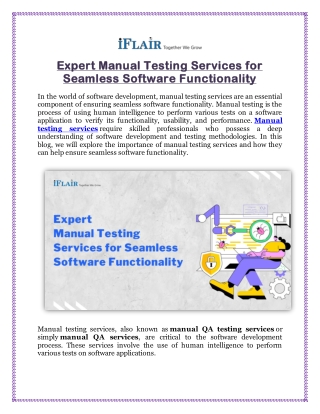 Expert Manual Testing Services for Seamless Software Functionality