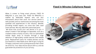 Fixed in Minutes Cellphone Repair