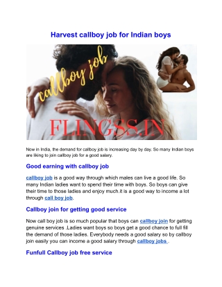 Harvest callboy job for Indian boys