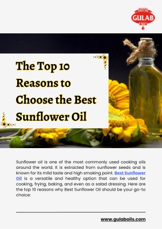 The Top 10 Reasons to Choose Best Sunflower Oil