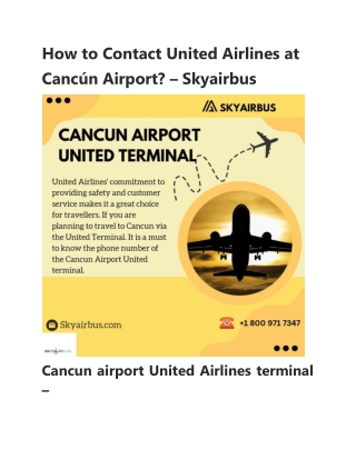 How to Contact United Airlines at Cancún Airport