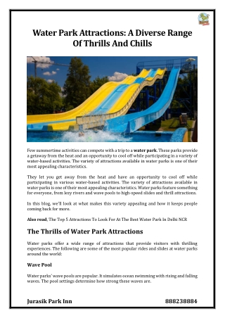 Water Park Attractions: A Diverse Range Of Thrills And Chills