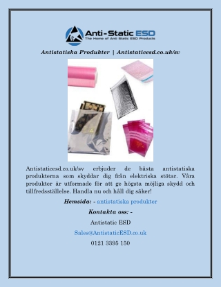 Antistatiska Produkter  Antistaticesd.co.uk sv