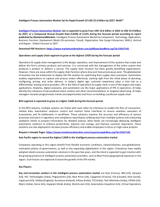 Intelligent Process Automation Market Size, Share & Analysis – 2027