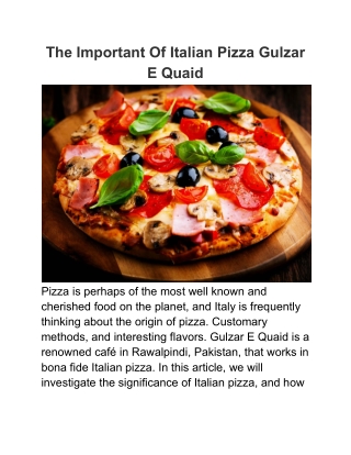 The Important Of Italian Pizza Gulzar E Quaid