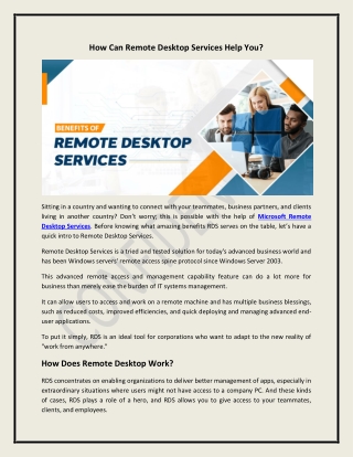 How Can Remote Desktop Services Help You?