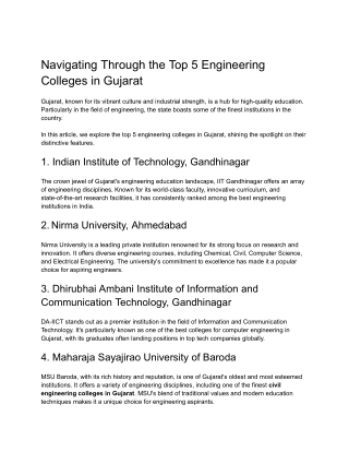 Navigating Through the Top 5 Engineering Colleges in Gujarat