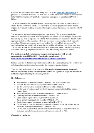 Silica for S-SBR Market Analysis: Regional Insights and Competitive Landscape