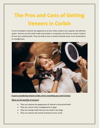The Pros and Cons of Getting Veneers in Corbin
