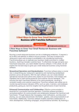 5 Best Ways to Grow Your Small Restaurant Business with Franchise Software