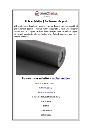 Rubber Matjes  Rubberwebshop.nl